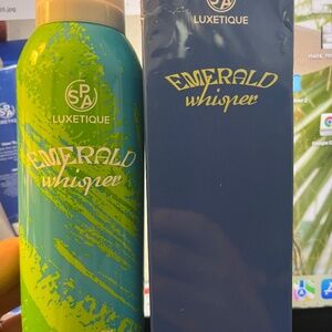 Luxetique Emerald Whisper Moisturizing Fizz Body Lotion Spray 6.8 FL OZ box